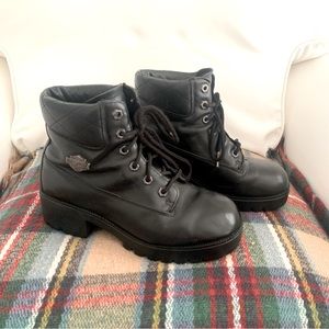 Harley Davidson Black Leather Boots Size 7.5